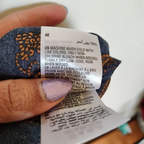 Morgan Taylor Blue Orange Paisley Button Up Top Women Size L Long Sleeve NEW - Picture 9 of 9